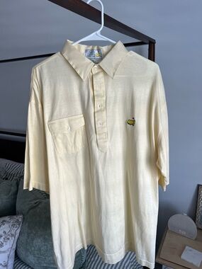 Vintage Arnold Palmer Style Masters Pale Yellow Short Sleeve Polo with Pocket